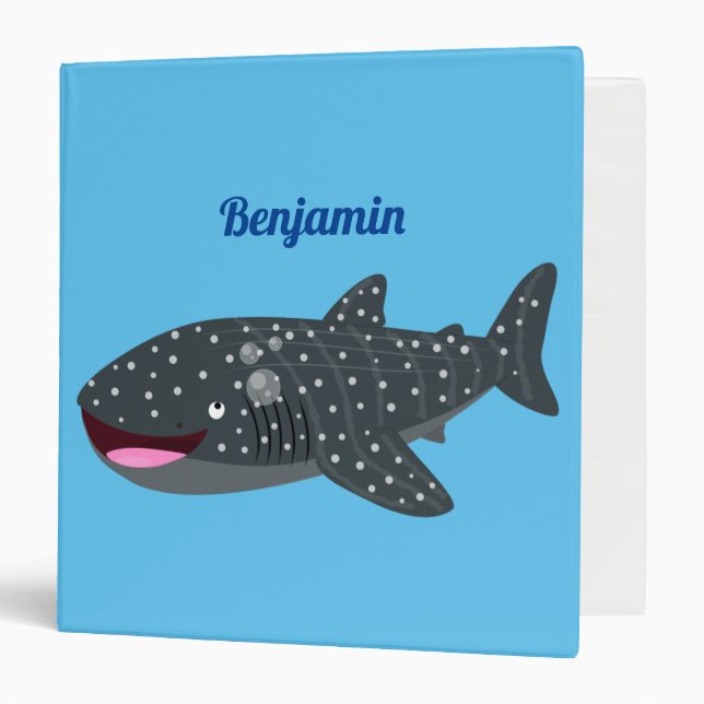 Classeur Caricature joli requin baleine joyeux (Devant/Intérieur)