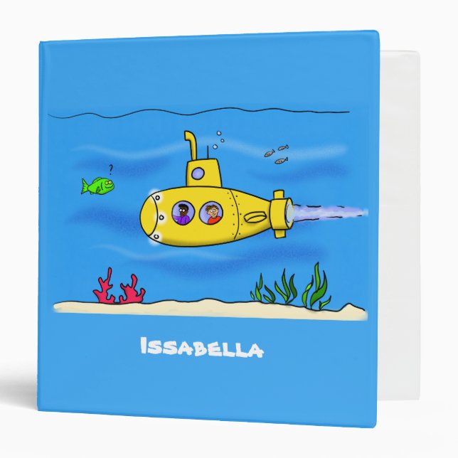Classeur Caricature sous-marine joyeuse (Devant/Intérieur)