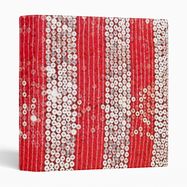 Classeur Carnet argenté et rouge de paillette, classeur, (Devant/Côté)