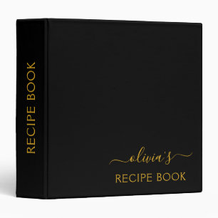 Classeur Carnet de bord Gold Black Script Monogramme