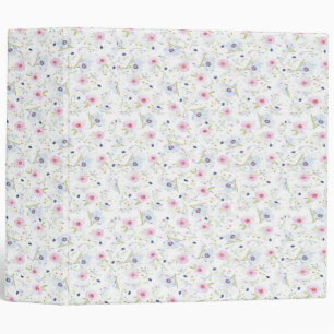 Classeur Carnet de fleurs rose et bleue