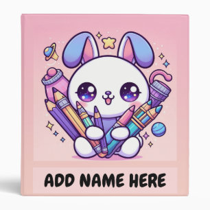Classeur Carnet de lapin mignon personnalisé pour l'école