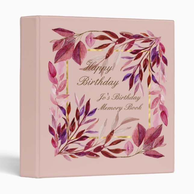 Classeur Carnet de mémoire d'anniversaire (Devant/Côté)