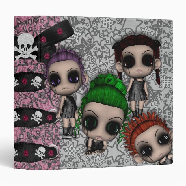 Classeur carnet de notes goth emo punk mignonnes (Devant/Côté)