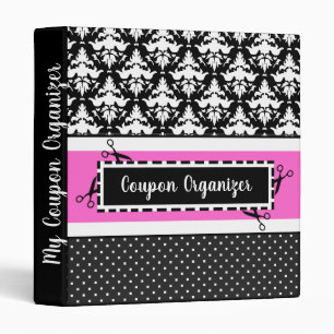 Classeur Carnet d'organisateur de coupon rose et noir chaud
