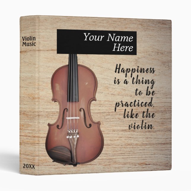 Classeur Carnet en bois de leçon de violon (Devant/Côté)