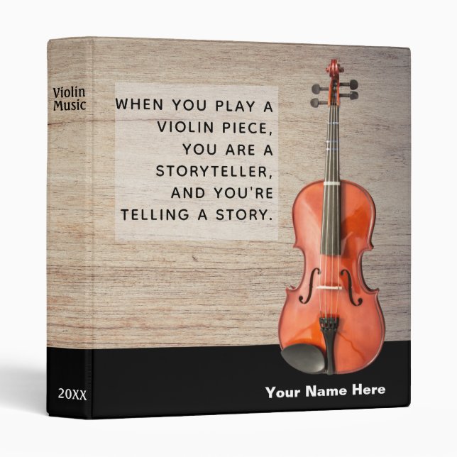 Classeur Carnet en bois de leçon de violon (Devant/Côté)