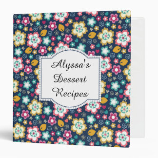Classeur Carnet floral personnalisé bleu jaune rose