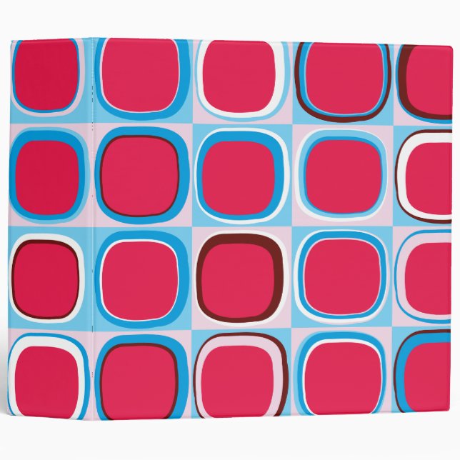 Classeur carnet motif carré rétro (Devant/Côté)