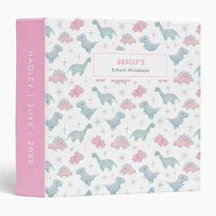 Classeur Carnet scolaire pour filles dinosaures roses
