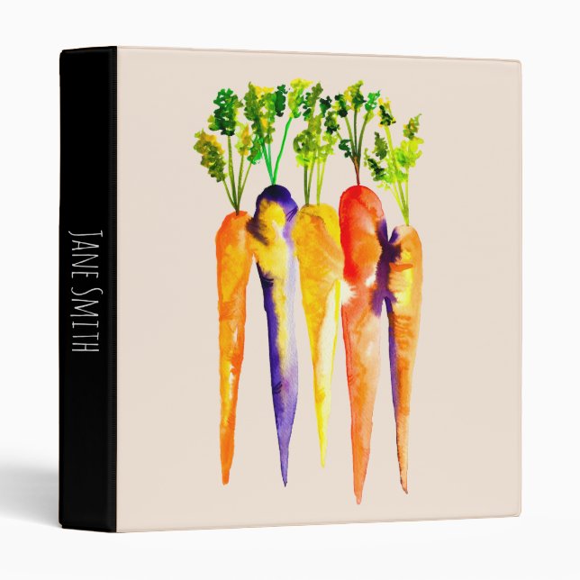 Classeur Carottes mignonnes aquarelle art (Devant/Côté)