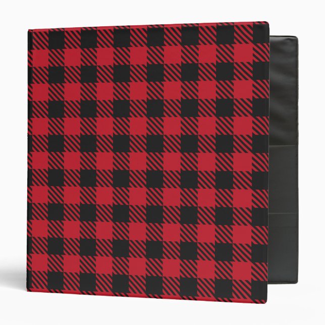 Classeur Carré de Buffalo Noir Rouge Plaid Motif 1 (Devant/Intérieur)