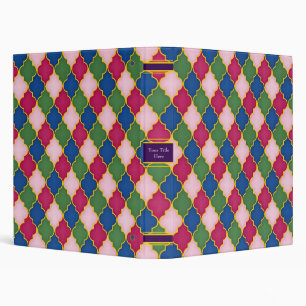 Classeur Carreau marocain rose personnalisé 1 pouce