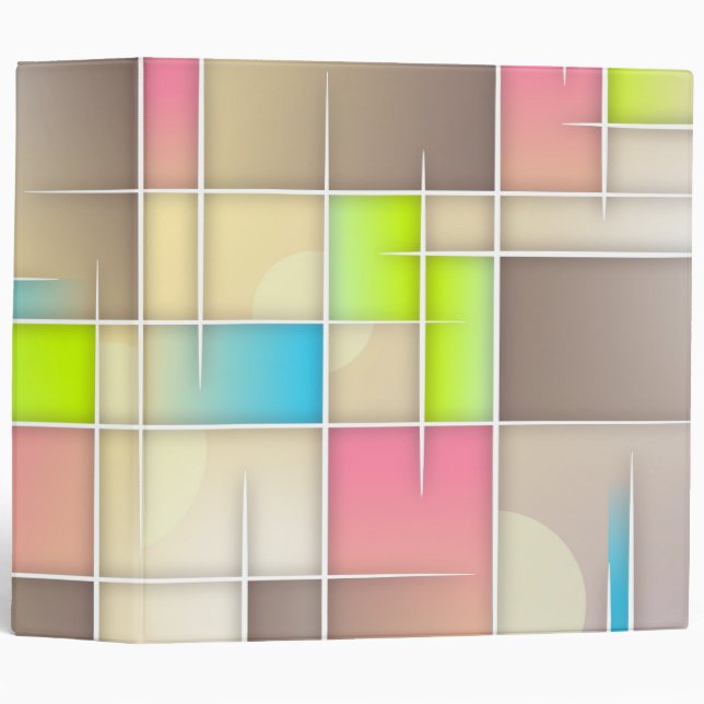 Classeur Carrés Abstraits colorés Motif géométrique (Devant/Côté)