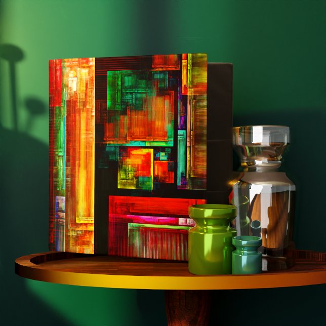 Classeur Carrés colorés Motif d'art Abstrait moderne #04 (Colorful Squares Modern Abstract Art Pattern #04 3 Ring Binder)