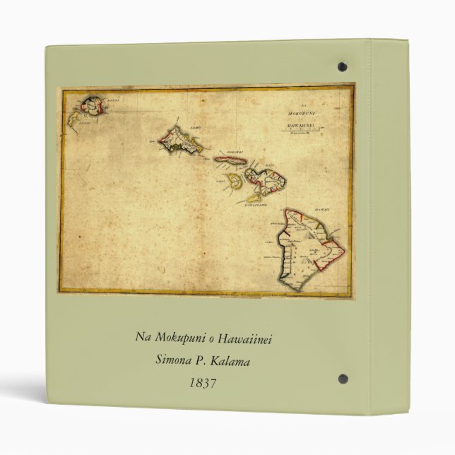 Classeur Carte 1837 - îles d'Hawaï de cru hawaïennes (Dos/côté)