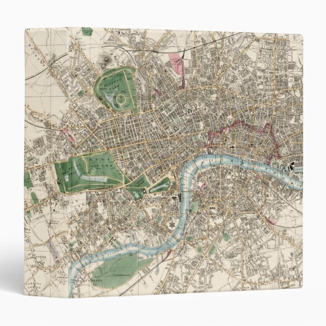 Classeur Carte ancienne de Londres Angleterre (1853) (Devant/Côté)
