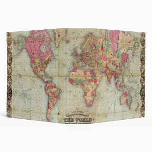 Classeur Carte antique du monde par John Colton, circa 1854