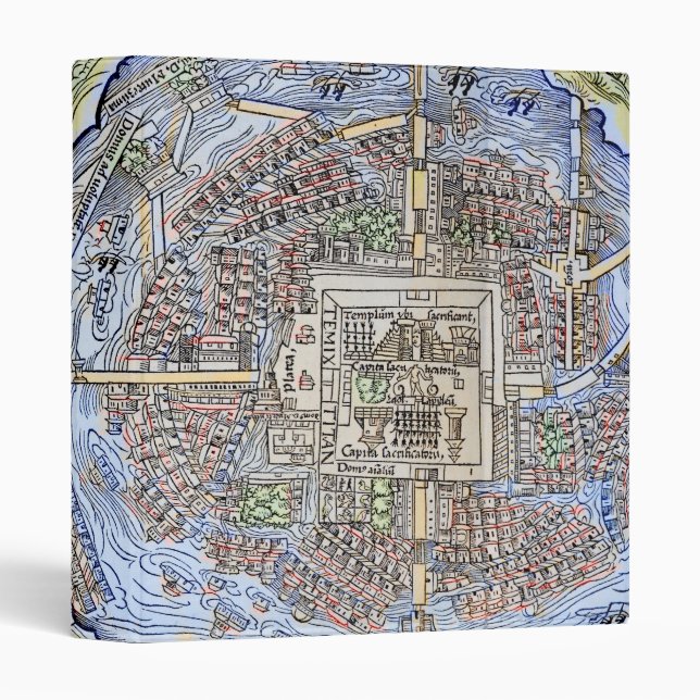 Classeur Carte antique du Tenochtitlan capitale aztèque (Devant/Côté)