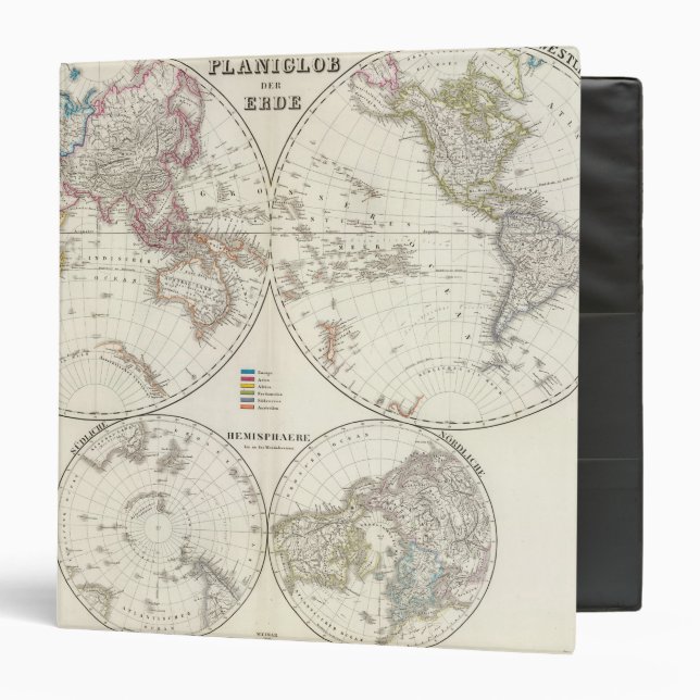 Classeur Carte Atlas Planiglob der Erde (Devant/Intérieur)