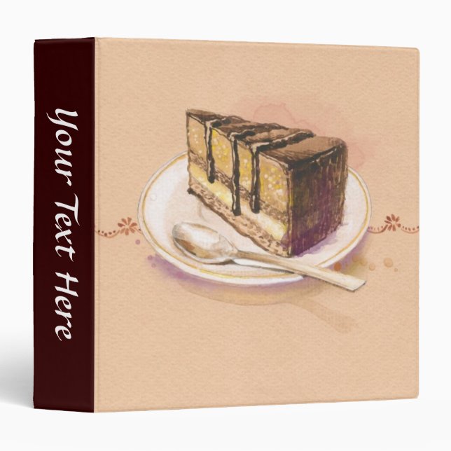 Classeur Carte avec le gâteau peint d'aquarelle (Devant/Côté)