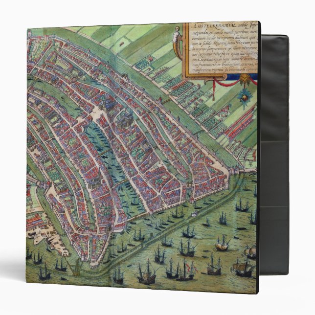 Classeur Carte d'Amsterdam, de 'Civitates Orbis Terrarum (Devant/Intérieur)