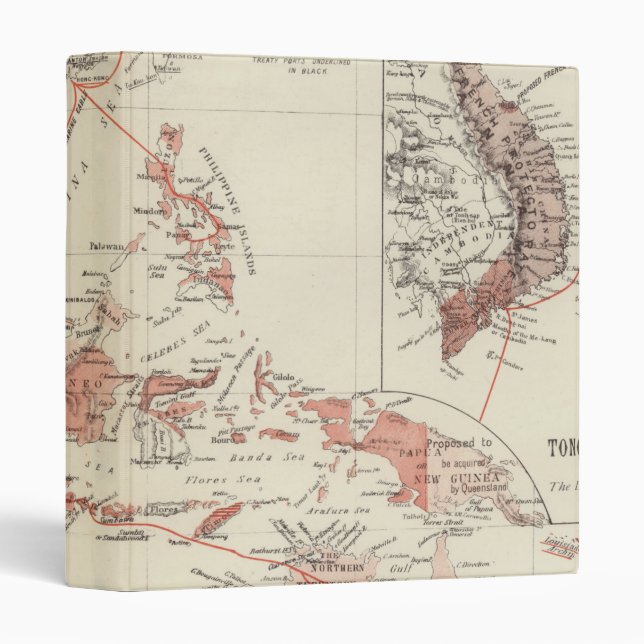 Classeur Carte d'Asie du Sud-Est et de nord Australie (Devant/Côté)