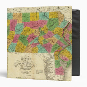 Classeur Carte de la Pennsylvanie, du New Jersey et du Dela