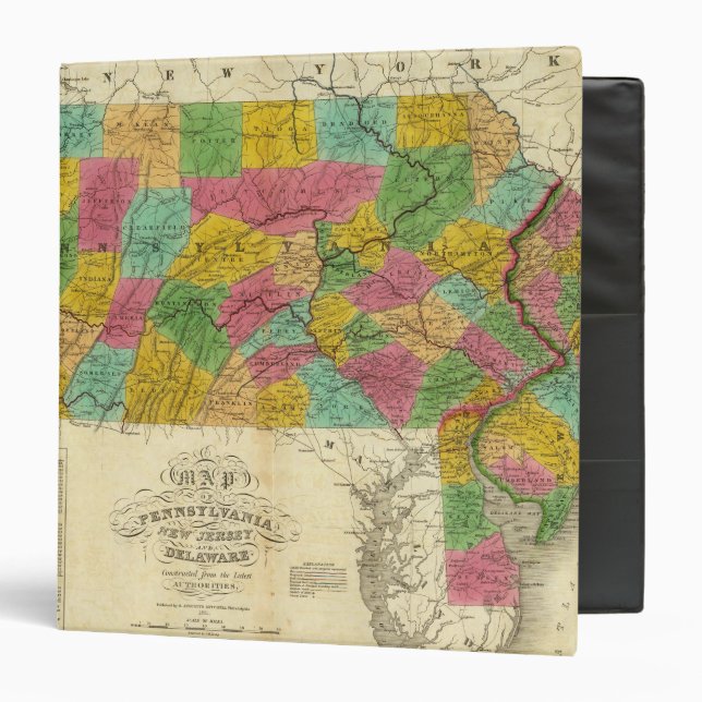 Classeur Carte de la Pennsylvanie, du New Jersey et du Dela (Devant/Intérieur)