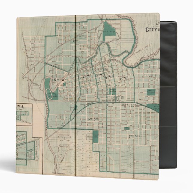 Classeur Carte de la ville de Fort Wayne avec Cedarville (Devant/Intérieur)