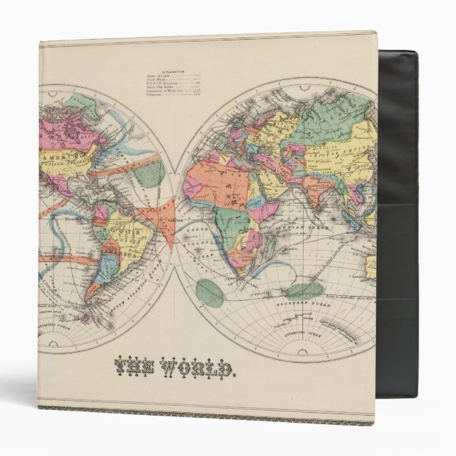 Classeur Carte de l'Atlas mondial avec courants et alizés (Devant/Intérieur)