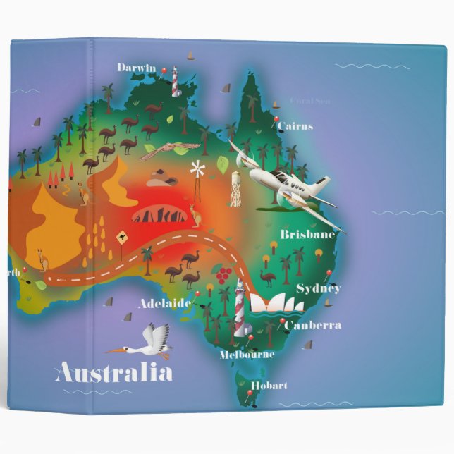 Classeur Carte de l'Australie poster Voyage (Devant/Côté)