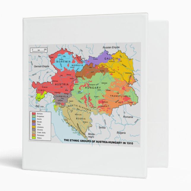 Classeur Carte de l'Autriche-Hongrie de diversité ethnique (Devant/intérieur)