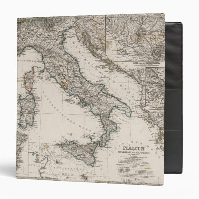 Classeur Carte de l'Italie par Stieler (Devant/Intérieur)