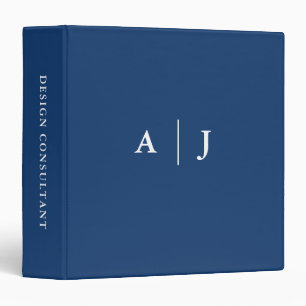 Classeur Carte de note Monogramme à deux bordures bleu mari