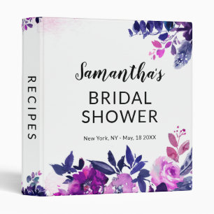 Classeur Carte de recette Fête des mariées violet florale e