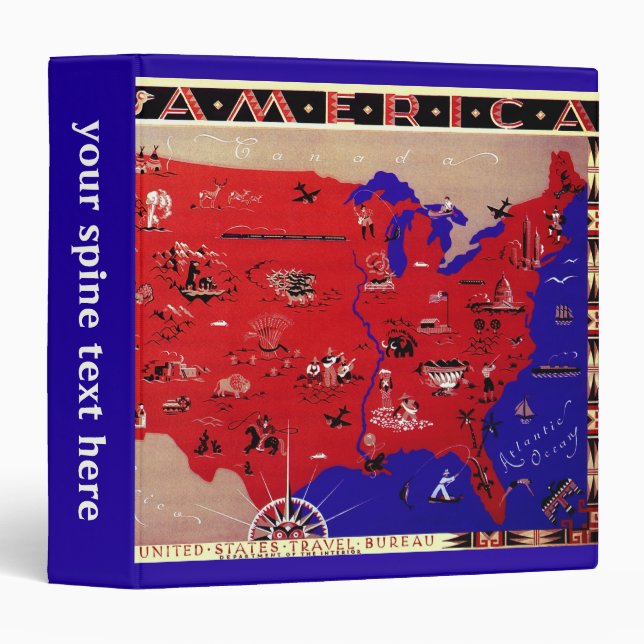 Classeur Carte du Bureau de voyage des États-Unis d'Amériqu (Devant/Côté)