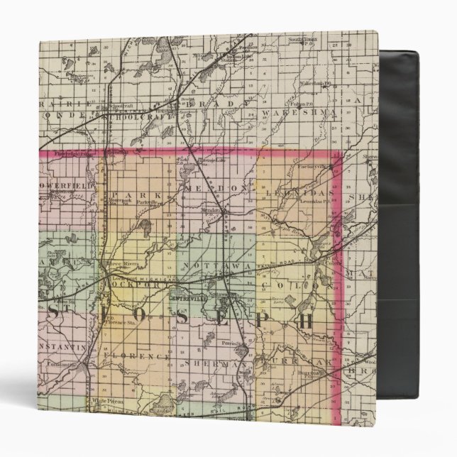 Classeur Carte du comté de St Joseph, Michigan (Devant/Intérieur)