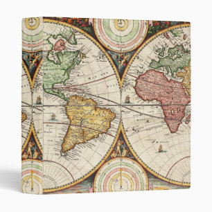 Classeur Carte du monde antique Deux hémisphères Histoire a
