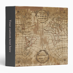 Classeur Carte du monde antique Vintage 1783 avec broderie