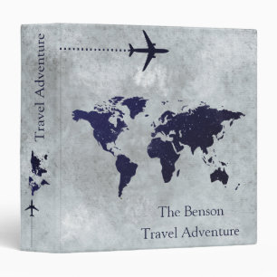 Classeur Carte du monde Aventures de voyage personnalisées