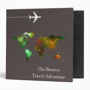 Classeur Carte du monde Aventures de voyage personnalisées 
