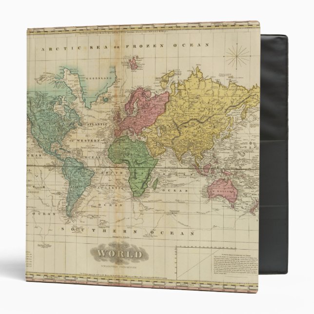 Classeur Carte du monde coloré (Devant/Intérieur)