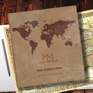 Classeur Carte du monde géographique international brun