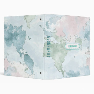Classeur Carte du monde pastel Matière de géographie