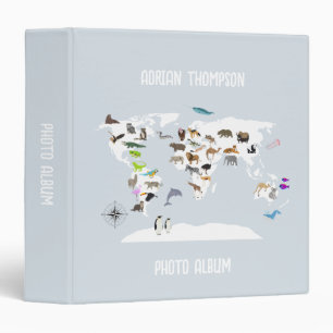 Classeur Carte du monde pour enfants Animaux Album photo po