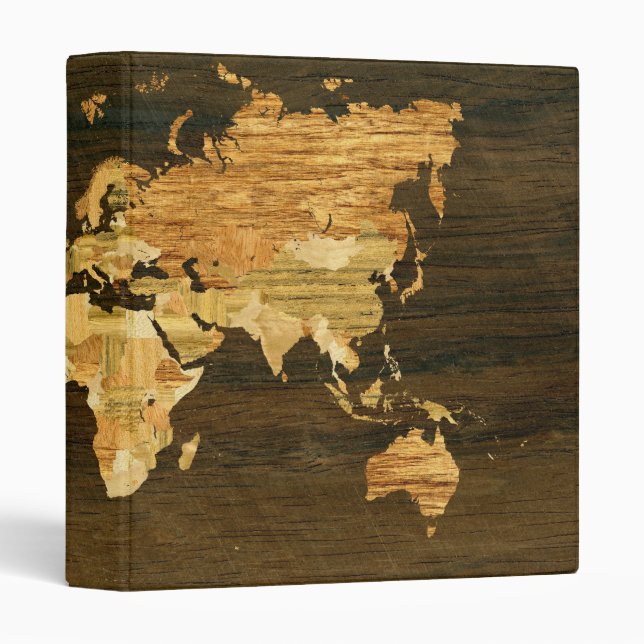 Classeur Carte en bois du monde (Devant/Côté)