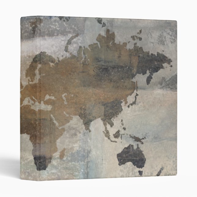 Classeur Carte en pierre grise du monde (Devant/Côté)