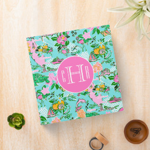 Classeur Carte Floride Preppy Palm Beach Motif Monogrammé
