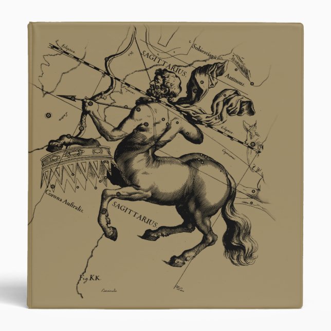 Classeur Carte Hevelius 1690 de constellation de Sagittaire (Devant)